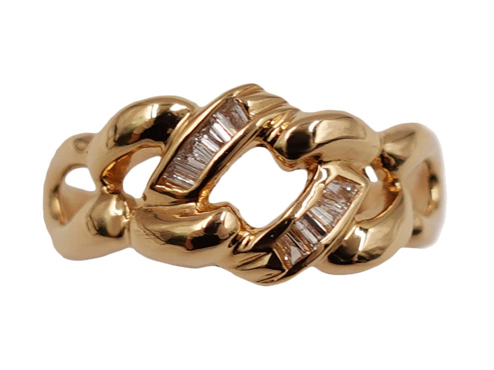 ジュエリー イエローゴールド ダイヤモンド リング ダイヤ0.10ct 2.8g 正面