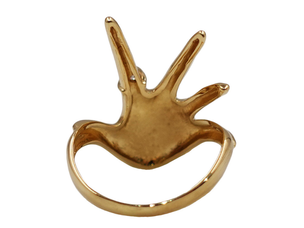 ジュエリー イエローゴールド ハンドモチーフ ダイヤモンド リング ダイヤ0.03ct 3.6g 背面