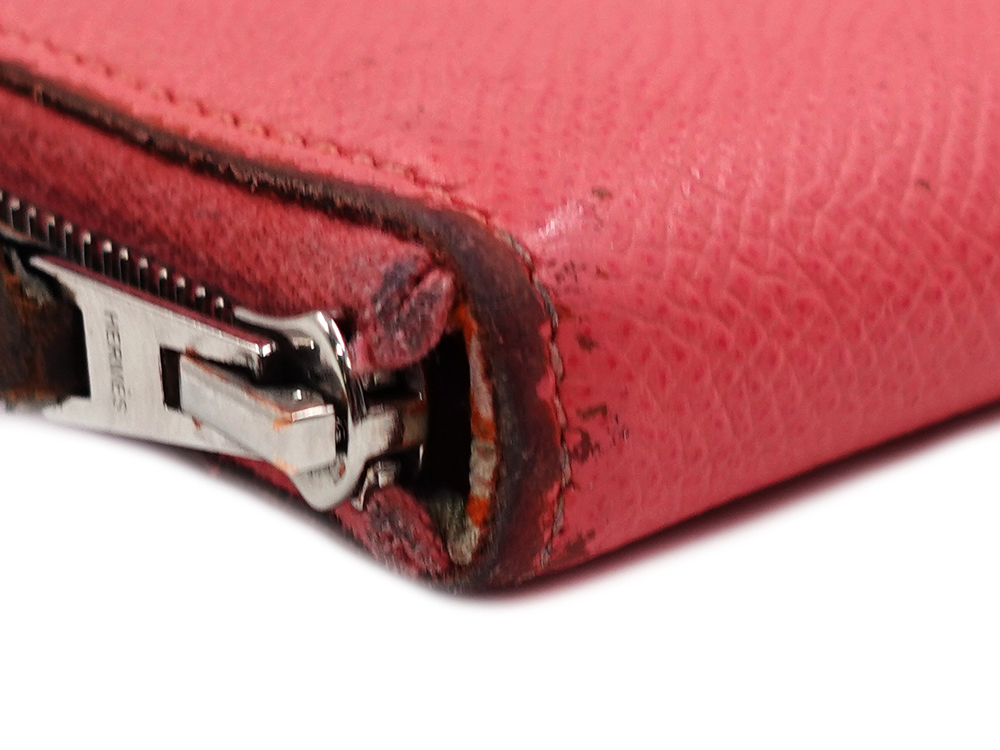エルメス アザップ シルクイン エプソン 長財布 ピンク系 外側ダメージ05