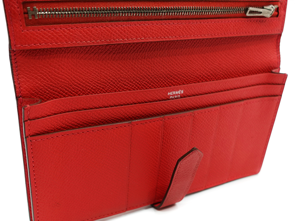 エルメス ベアン スフレ エプソン 長財布 レッド系 内面02