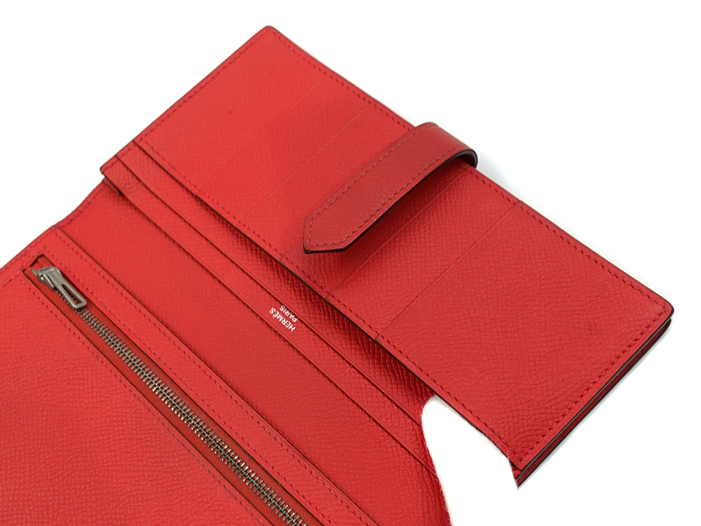 エルメス ベアン スフレ エプソン 長財布 レッド系 オープンポケット03