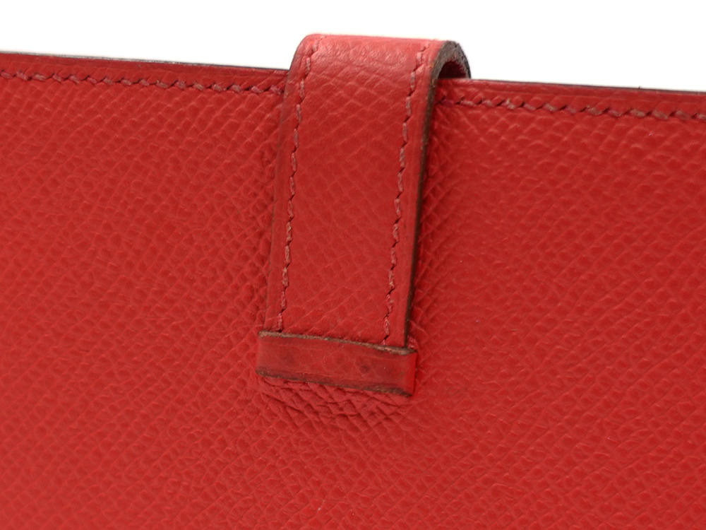 エルメス ベアン スフレ エプソン 長財布 レッド系 外側ダメージ03