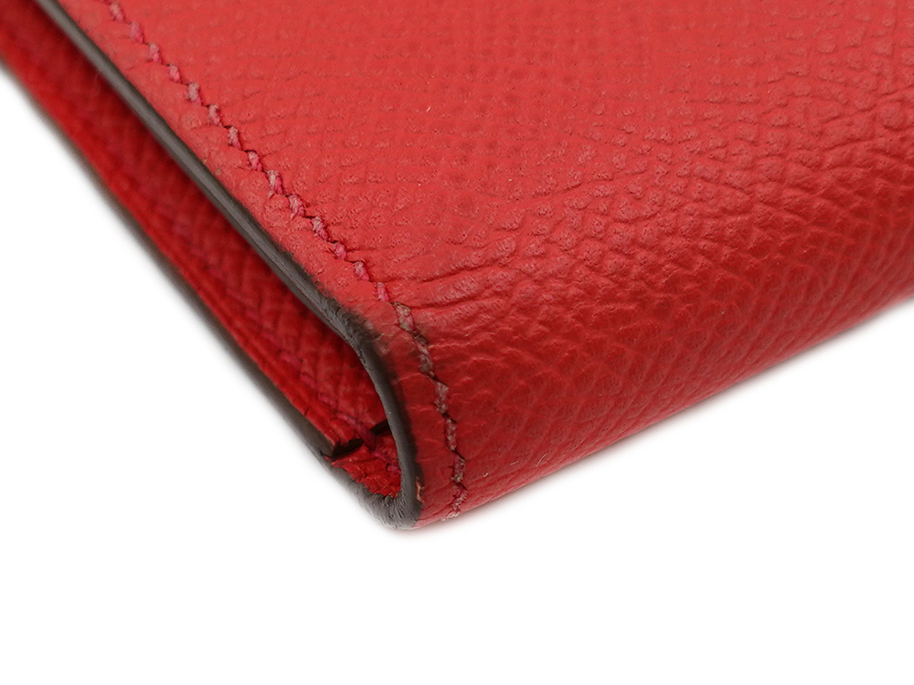 エルメス ベアン スフレ エプソン 長財布 レッド系 外側ダメージ07