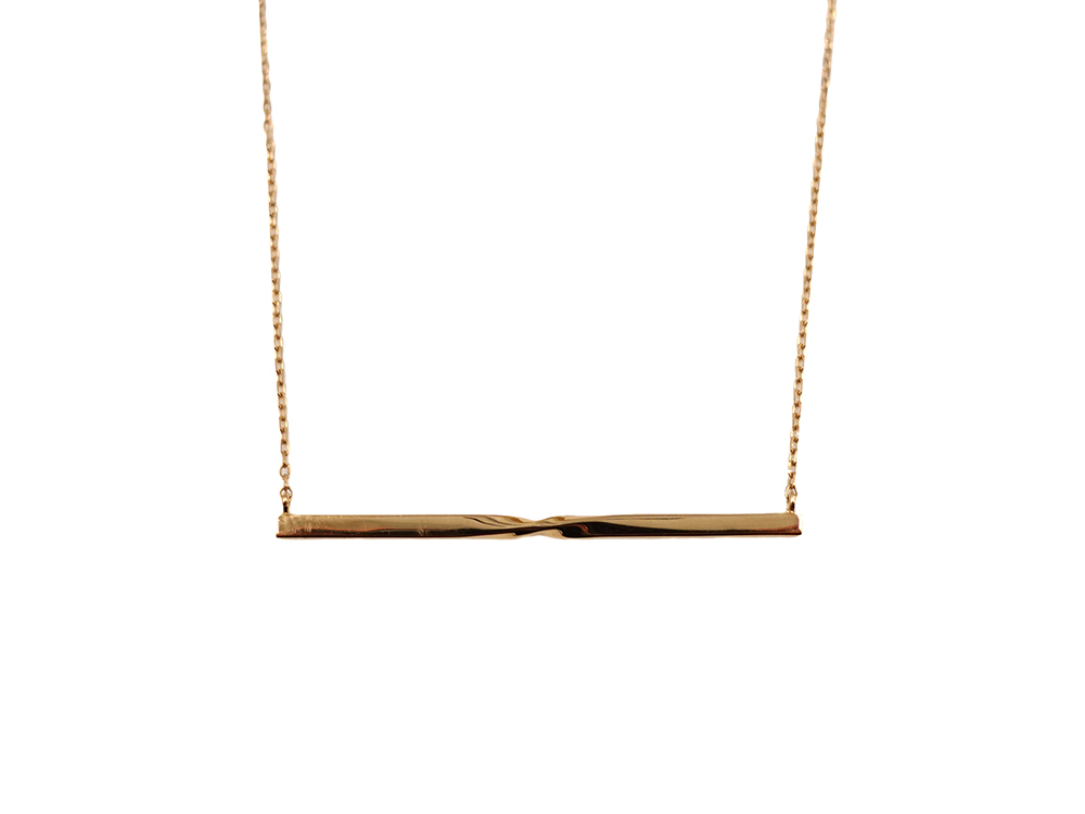 ジュエリー イエローゴールド ダイヤモンド バー ネックレス ダイヤ0.11ct 背面