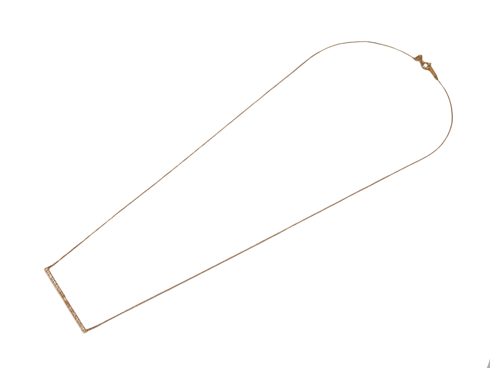 ジュエリー イエローゴールド ダイヤモンド バー ネックレス ダイヤ0.11ct 上面