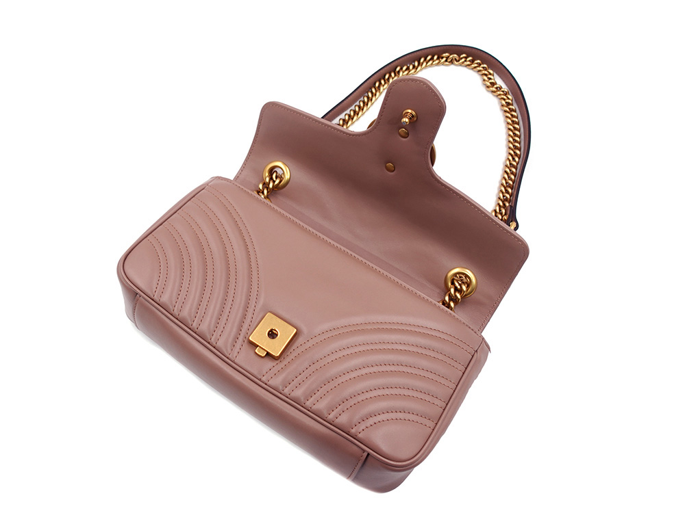 グッチ GGマーモント ミディアム ショルダーバッグ ベージュ系 443497 上面開