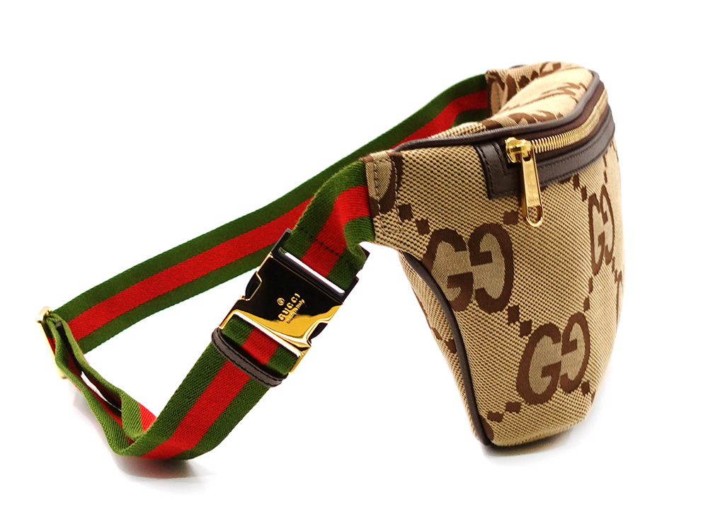 グッチ ジャンボGG ボディバッグ ベージュ×ブラウン 696031 側面