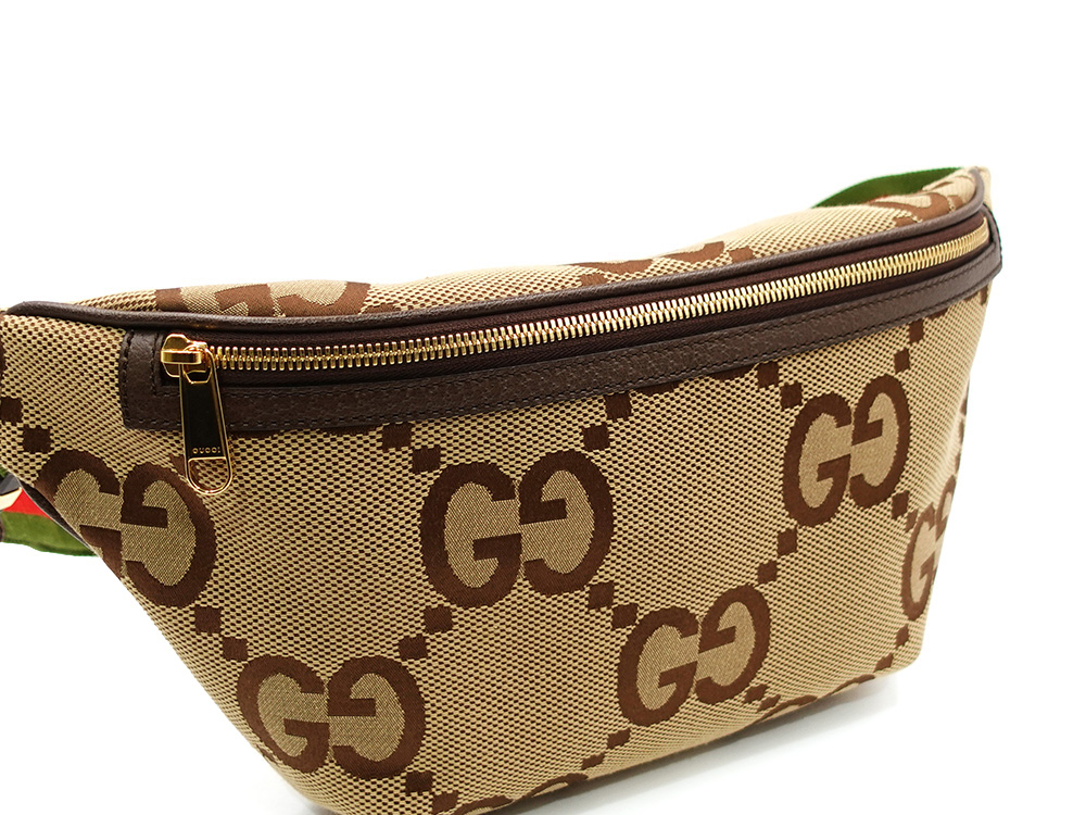 グッチ ジャンボGG ボディバッグ ベージュ×ブラウン 696031 開口部閉