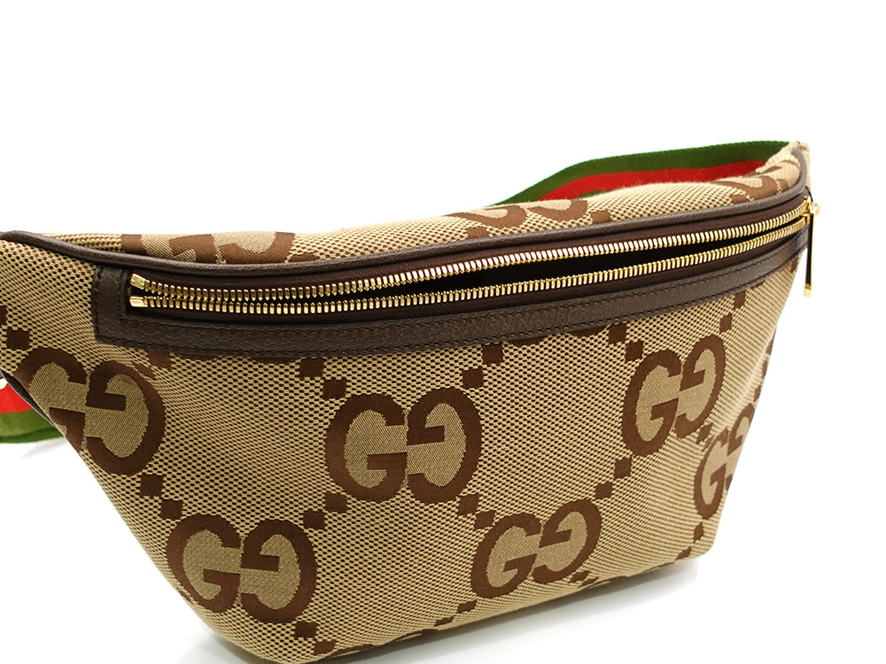 グッチ ジャンボGG ボディバッグ ベージュ×ブラウン 696031 開口部開