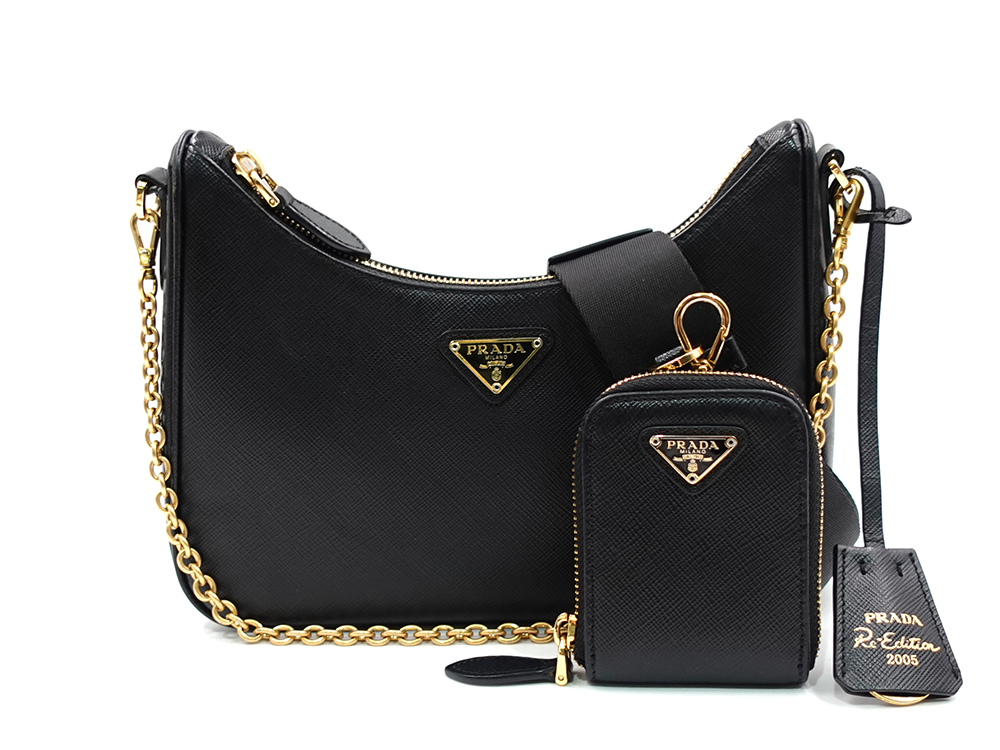 プラダ Re-Edition 2005 サフィアーノレザー バッグ ネロ 1BH204 正面01