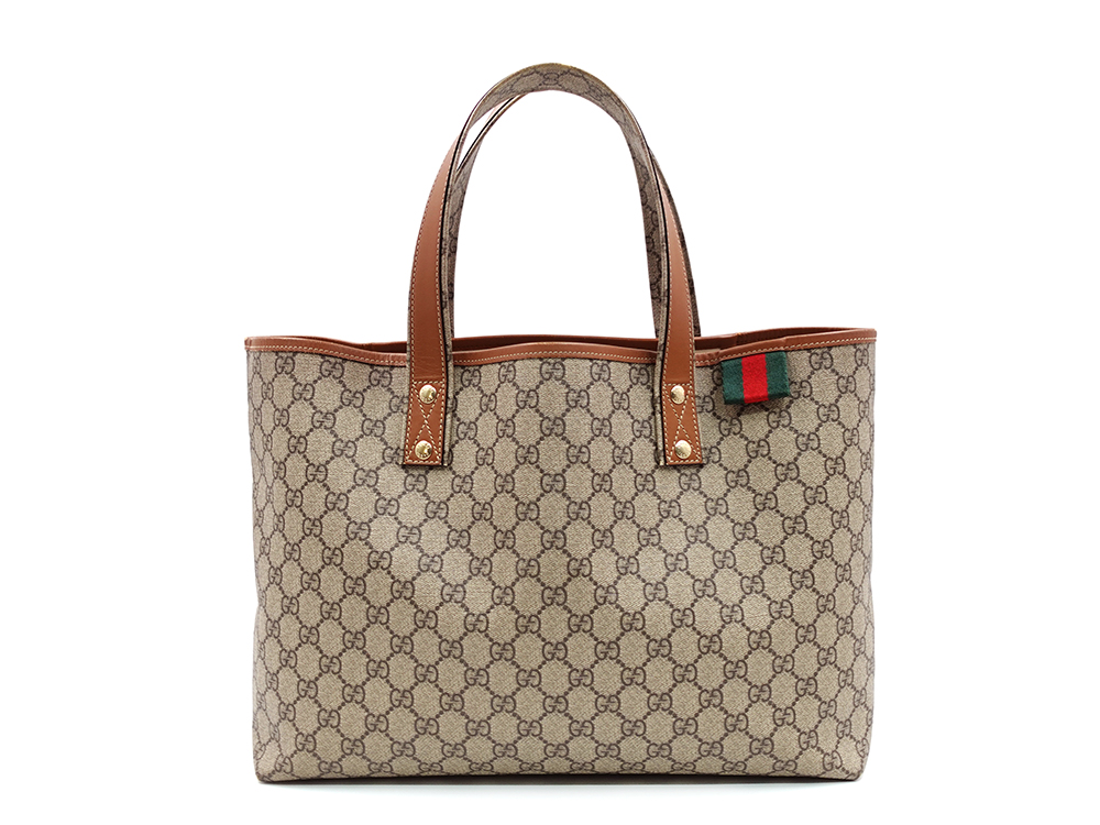 グッチ GGスプリーム シェリーライン トートバッグ ベージュ×ブラウン 211134 正面