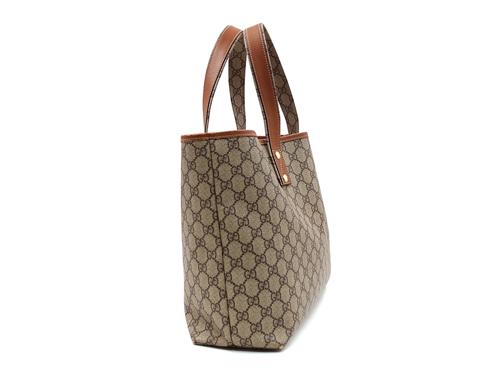 グッチ GGスプリーム シェリーライン トートバッグ ベージュ×ブラウン 211134 側面