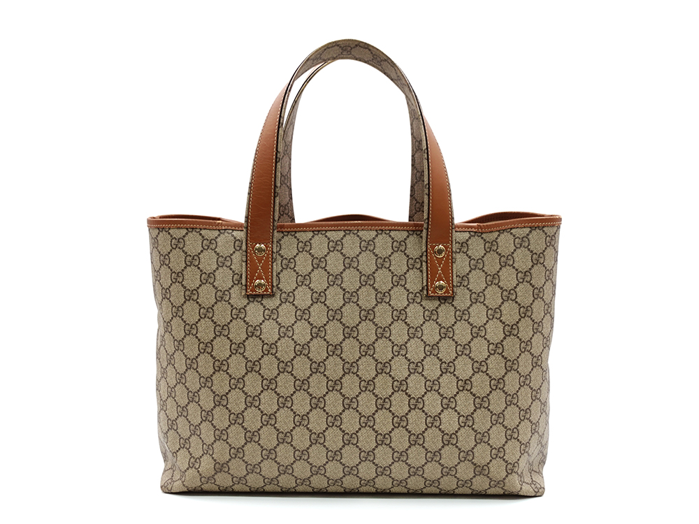 グッチ GGスプリーム シェリーライン トートバッグ ベージュ×ブラウン 211134 背面