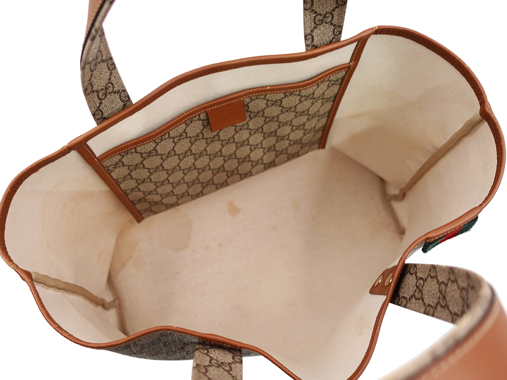 グッチ GGスプリーム シェリーライン トートバッグ ベージュ×ブラウン 211134 内面