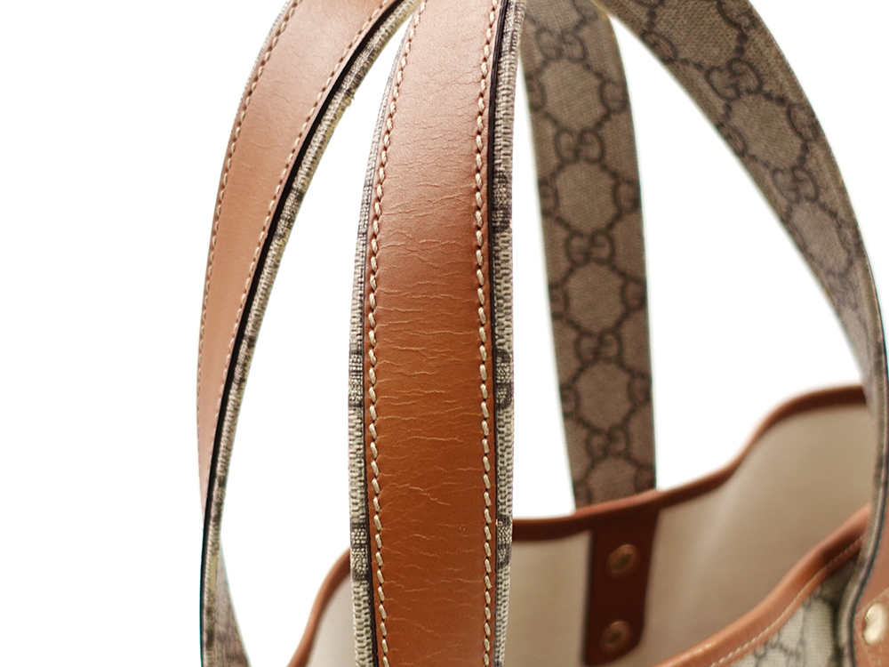 グッチ GGスプリーム シェリーライン トートバッグ ベージュ×ブラウン 211134 外側ダメージ03