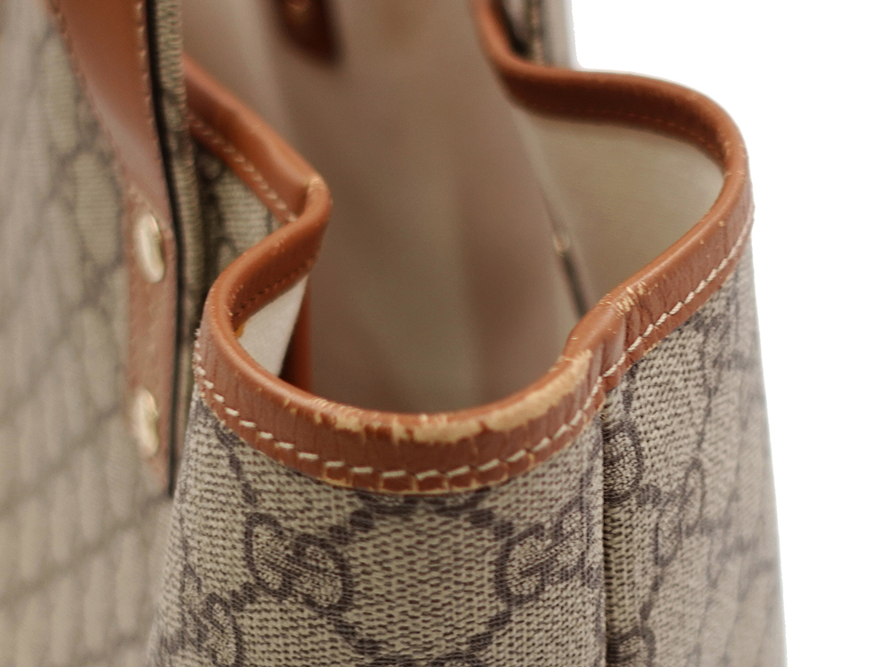 グッチ GGスプリーム シェリーライン トートバッグ ベージュ×ブラウン 211134 外側ダメージ04