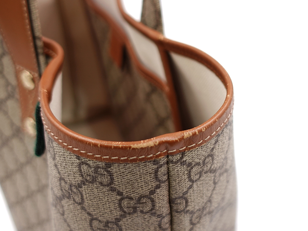 グッチ GGスプリーム シェリーライン トートバッグ ベージュ×ブラウン 211134 外側ダメージ05