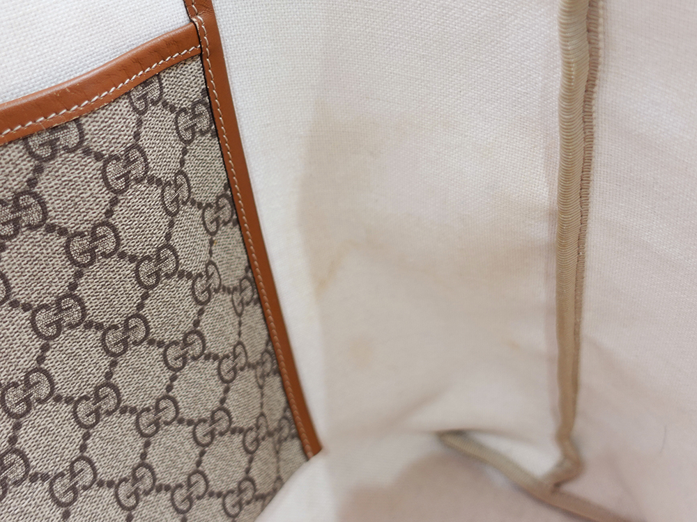 グッチ GGスプリーム シェリーライン トートバッグ ベージュ×ブラウン 211134 内側ダメージ02
