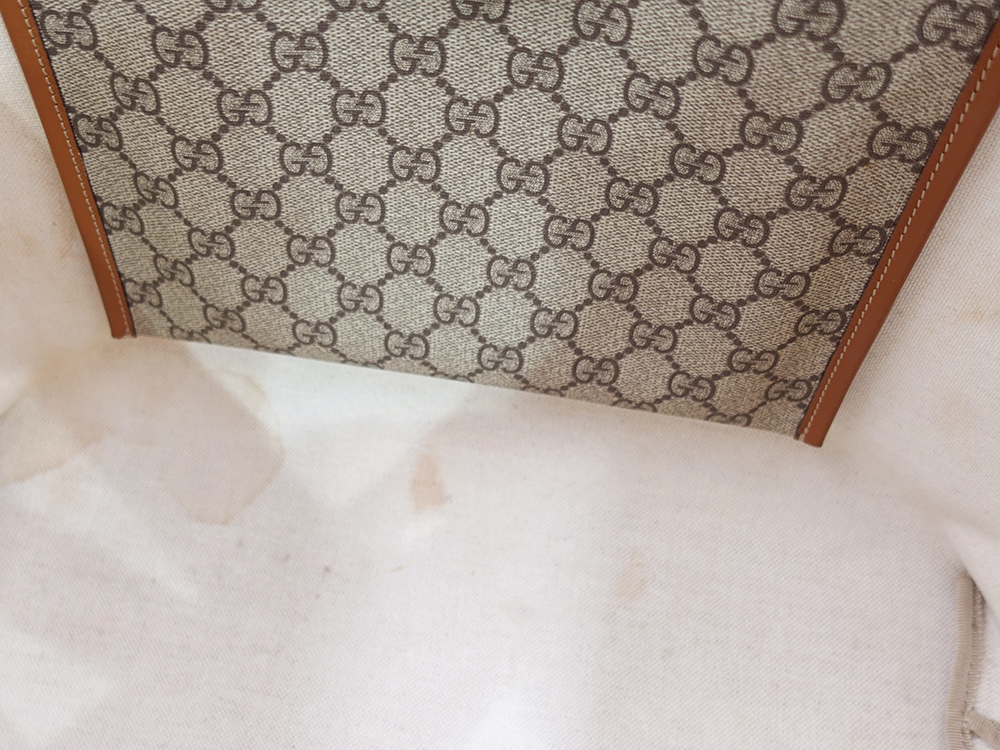 グッチ GGスプリーム シェリーライン トートバッグ ベージュ×ブラウン 211134 内側ダメージ04