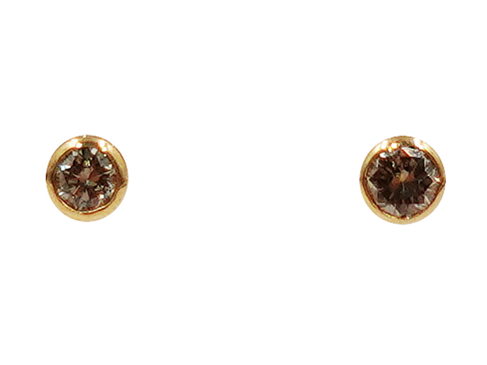 ジュエリー イエローゴールド スタッド ダイヤモンド ピアス 0.10ct 0.2g 正面