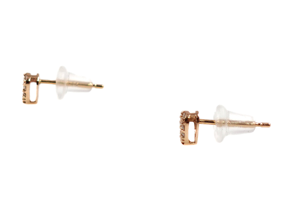 ジュエリー ピンクゴールド ハート パヴェ ダイヤモンド ピアス 0.10ct 0.5g 側面01
