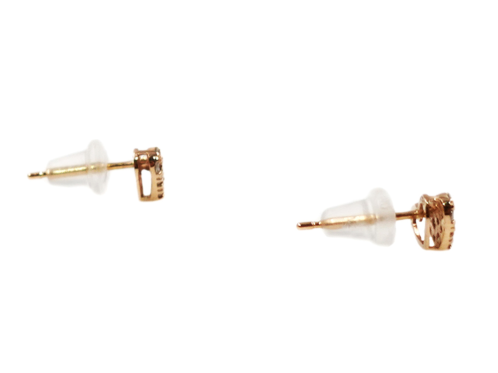 ジュエリー ピンクゴールド ハート パヴェ ダイヤモンド ピアス 0.10ct 0.5g 側面02
