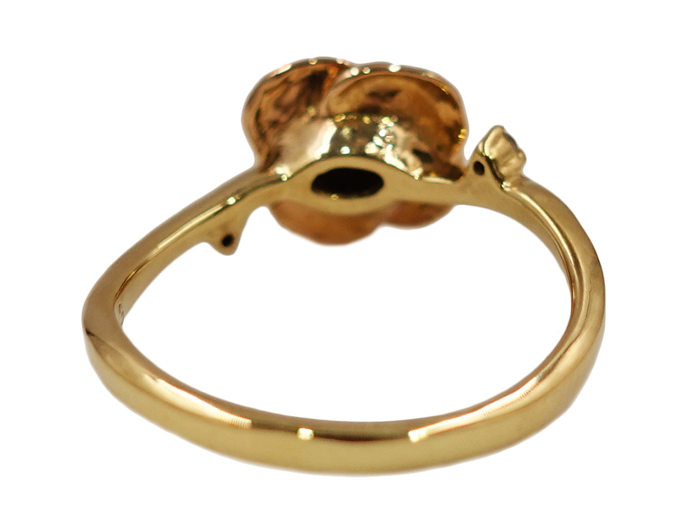 ジュエリー K18YG/K18PG イエローゴールド×ピンクゴールド ローズ ダイヤモンド リング 0.03ct 3.2g 背面