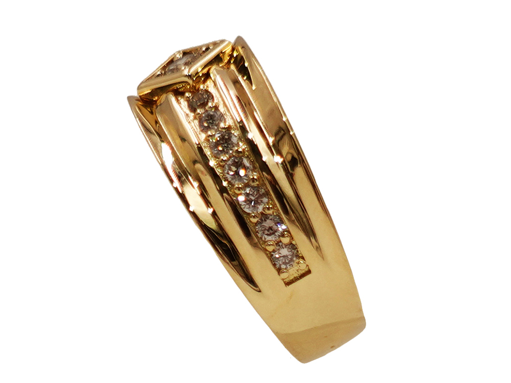 ジュエリー K18YG イエローゴールド スクエア ダイヤモンド リング 0.43ct 7.5g 側面01