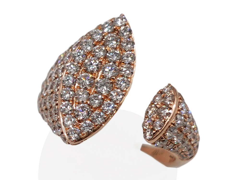 ジュエリー K18PG ピンクゴールド オープン ダイヤモンド リング ダイヤ2.00ct 6.8g