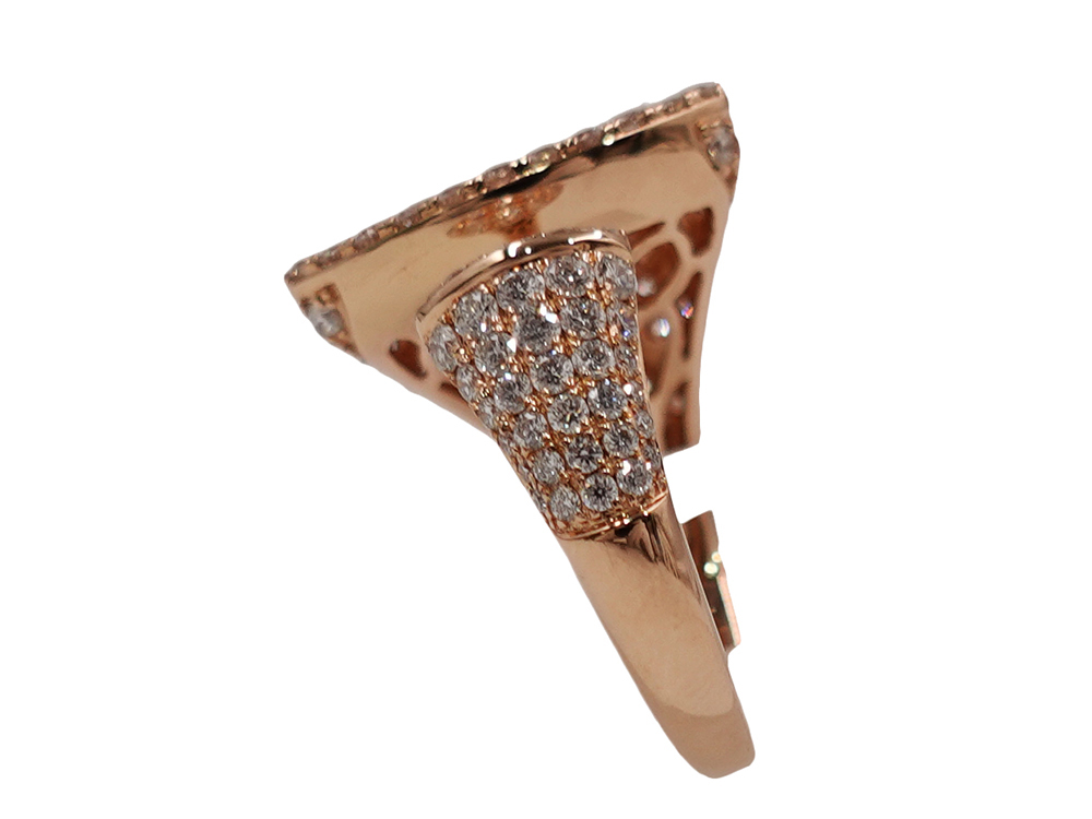 ジュエリー K18PG ピンクゴールド オープン ダイヤモンド リング 2.00ct 6.8g 側面01