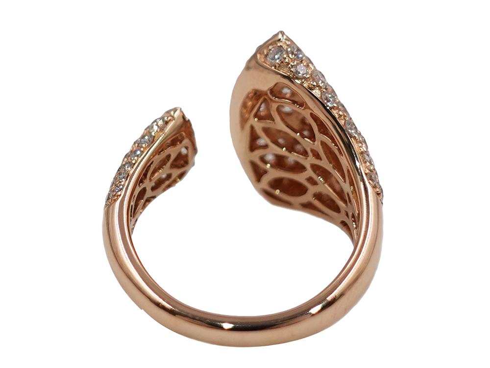 ジュエリー K18PG ピンクゴールド オープン ダイヤモンド リング 2.00ct 6.8g 背面