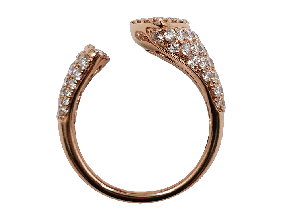 ジュエリー K18PG ピンクゴールド オープン ダイヤモンド リング 2.00ct 6.8g 上面