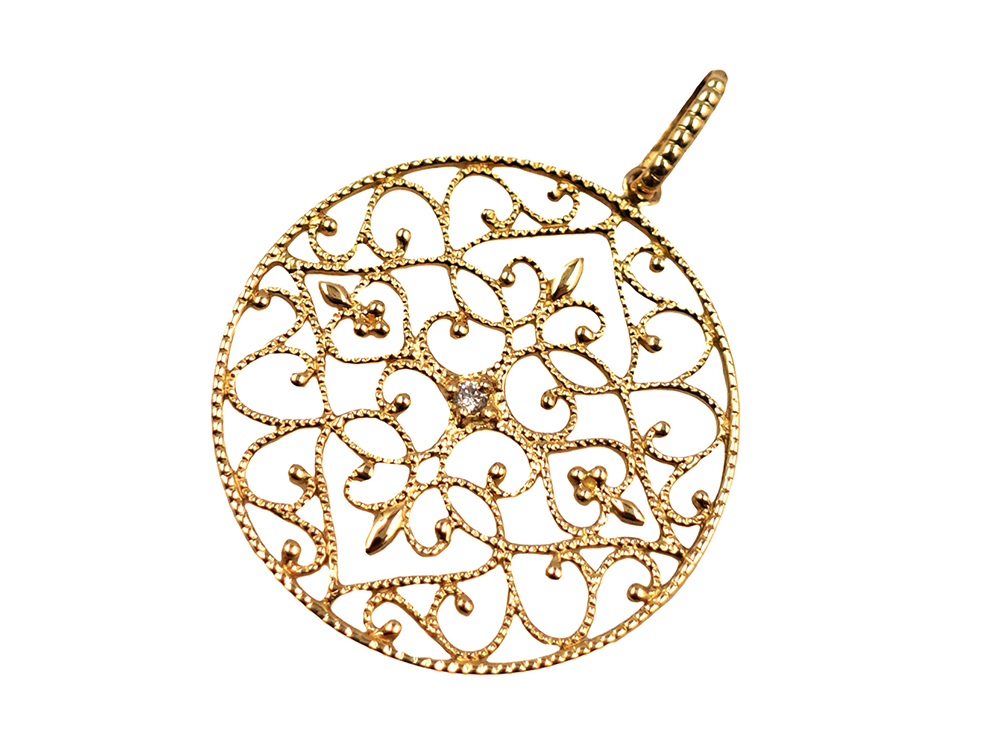 ジュエリー イエローゴールド ダイヤモンド ネックレス ダイヤ0.10ct トップ