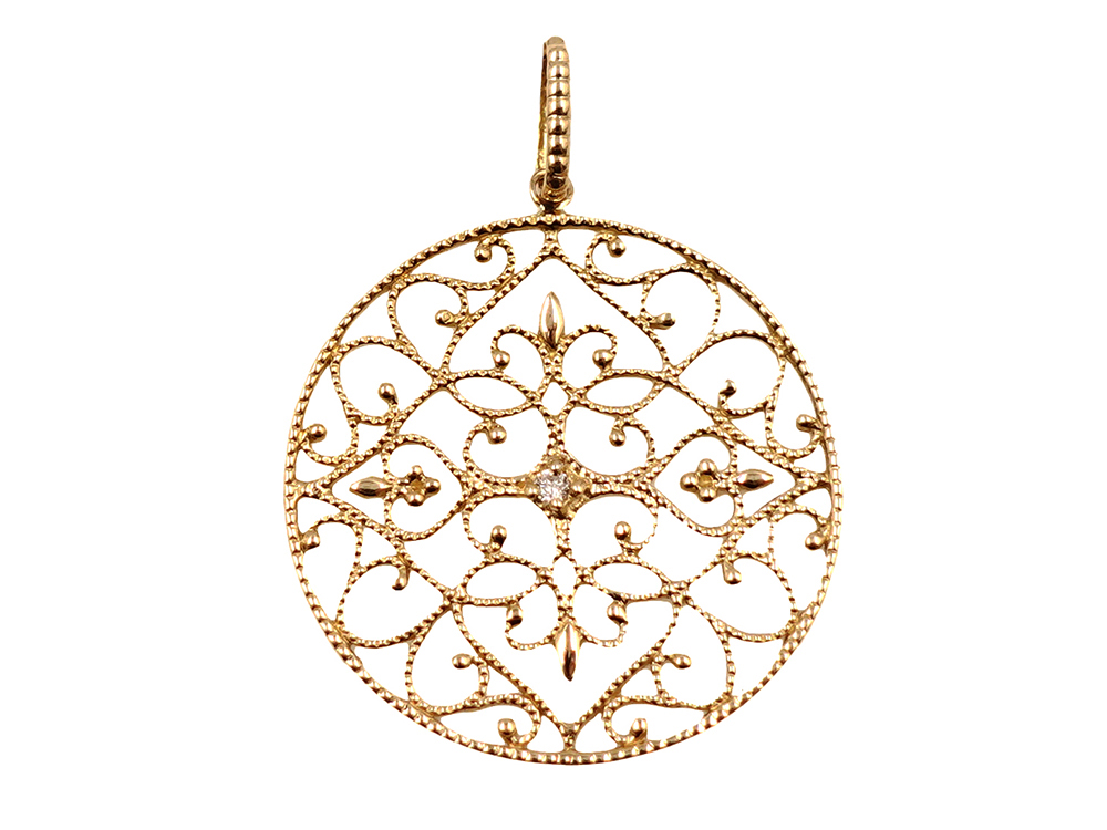 ジュエリー イエローゴールド ダイヤモンド ネックレス ダイヤ0.10ct 正面