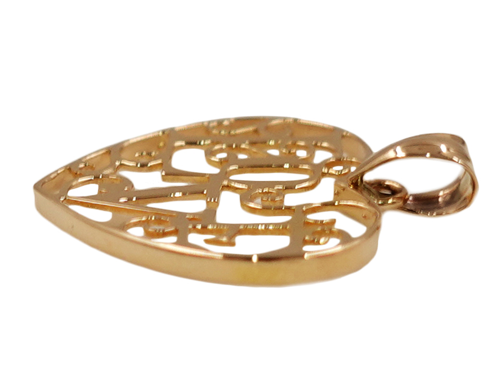 ジュエリー K18YG イエローゴールド LOVE ハート ペンダントトップ 1.0g 側面01