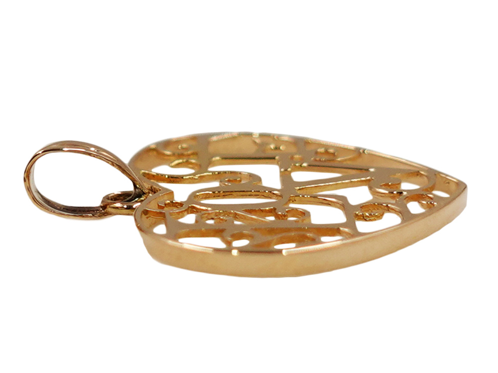 ジュエリー K18YG イエローゴールド LOVE ハート ペンダントトップ 1.0g 側面02