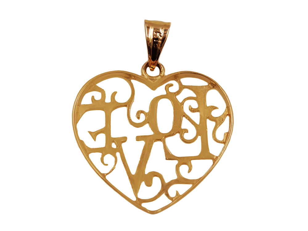 ジュエリー K18YG イエローゴールド LOVE ハート ペンダントトップ 1.0g 背面