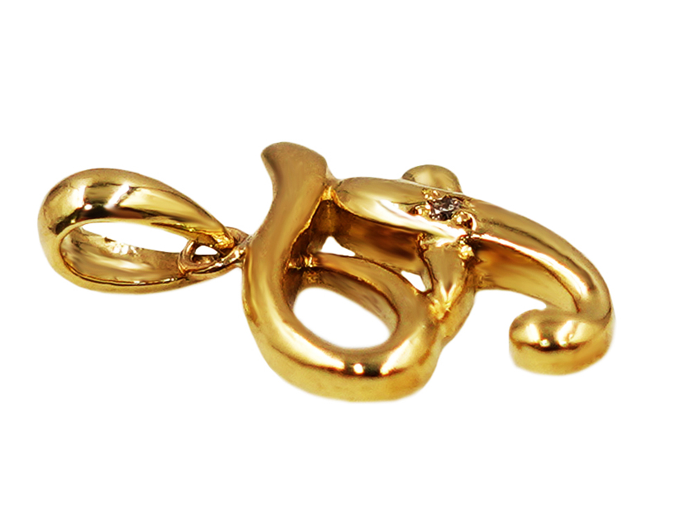 ジュエリー K18YG イエローゴールド イニシャル F ダイヤモンド ペンダントトップ 0.01ct 1.7g 側面02