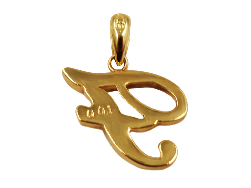 ジュエリー K18YG イエローゴールド イニシャル F ダイヤモンド ペンダントトップ 0.01ct 1.7g 背面