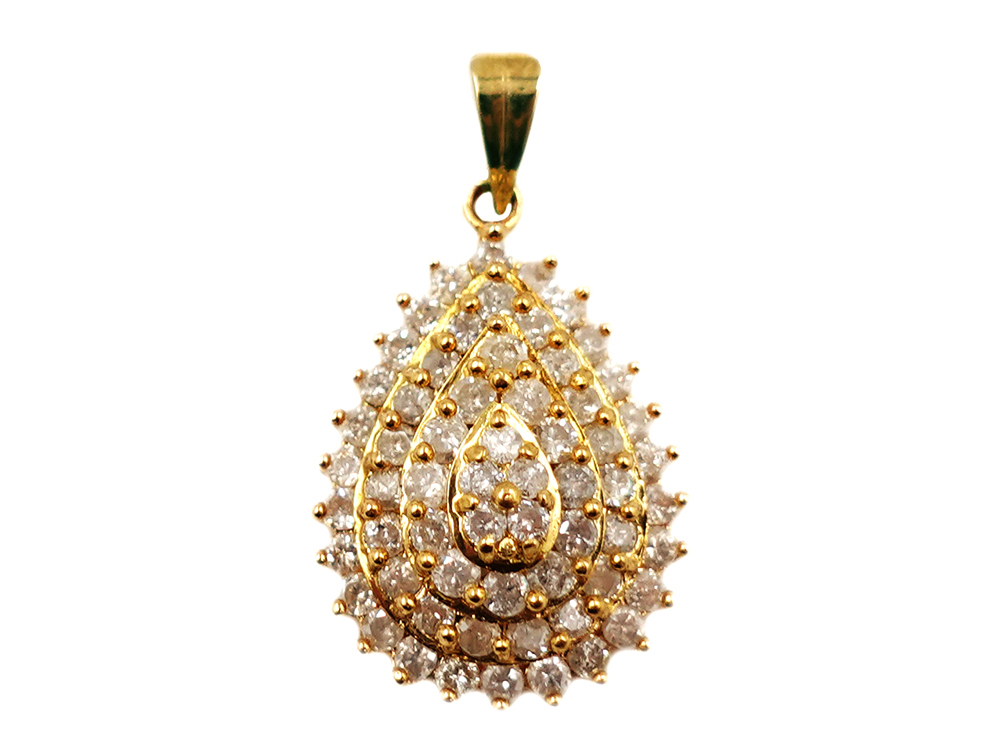 ジュエリー K18YG イエローゴールド パヴェ ダイヤモンド ペンダントトップ 1.00ct 2.6g 正面