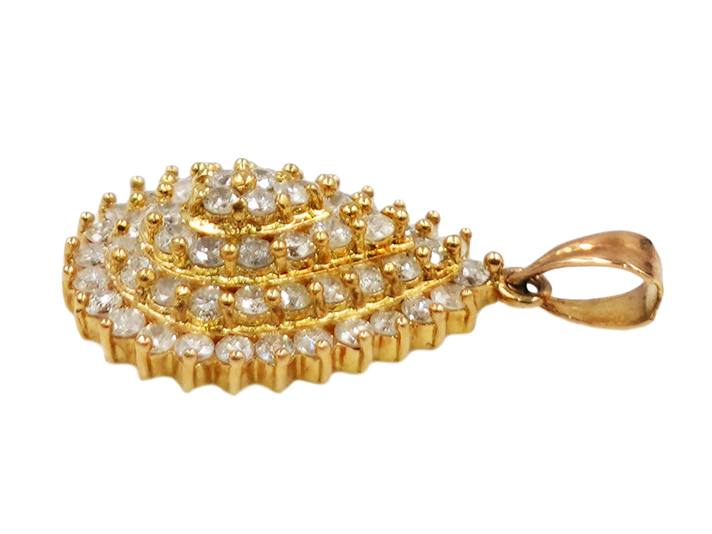 ジュエリー K18YG イエローゴールド パヴェ ダイヤモンド ペンダントトップ 1.00ct 2.6g 側面