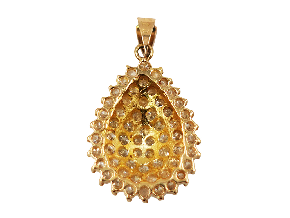 ジュエリー K18YG イエローゴールド パヴェ ダイヤモンド ペンダントトップ 1.00ct 2.6g 背面