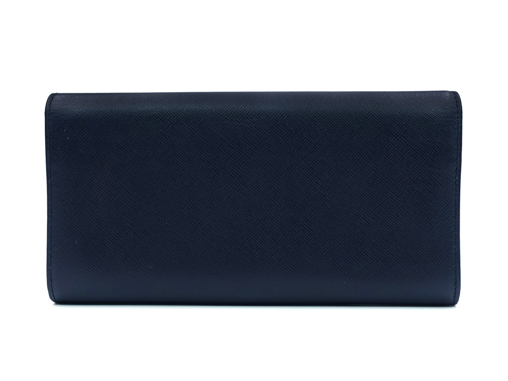 プラダ サフィアーノ 二つ折り 長財布 ブルー M201A 背面