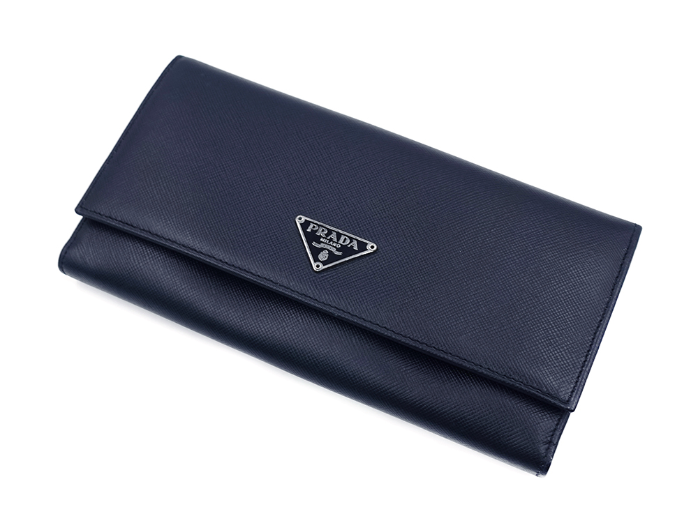 プラダ サフィアーノ 二つ折り 長財布 ブルー M201A 上面