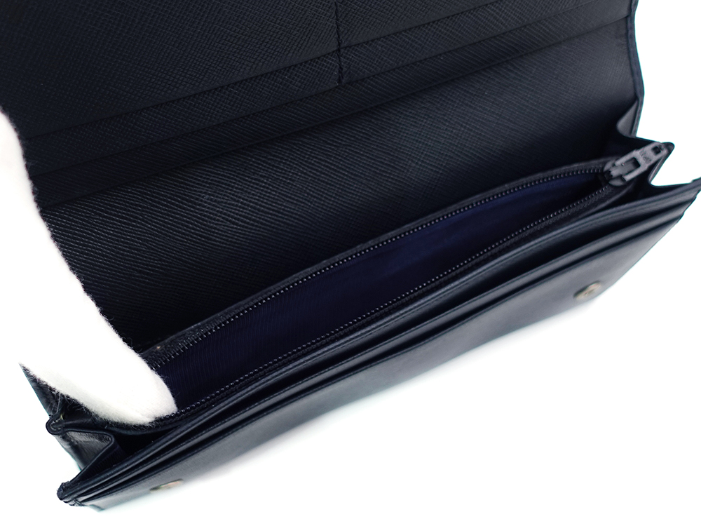 プラダ サフィアーノ 二つ折り 長財布 ブルー M201A 小銭入れ