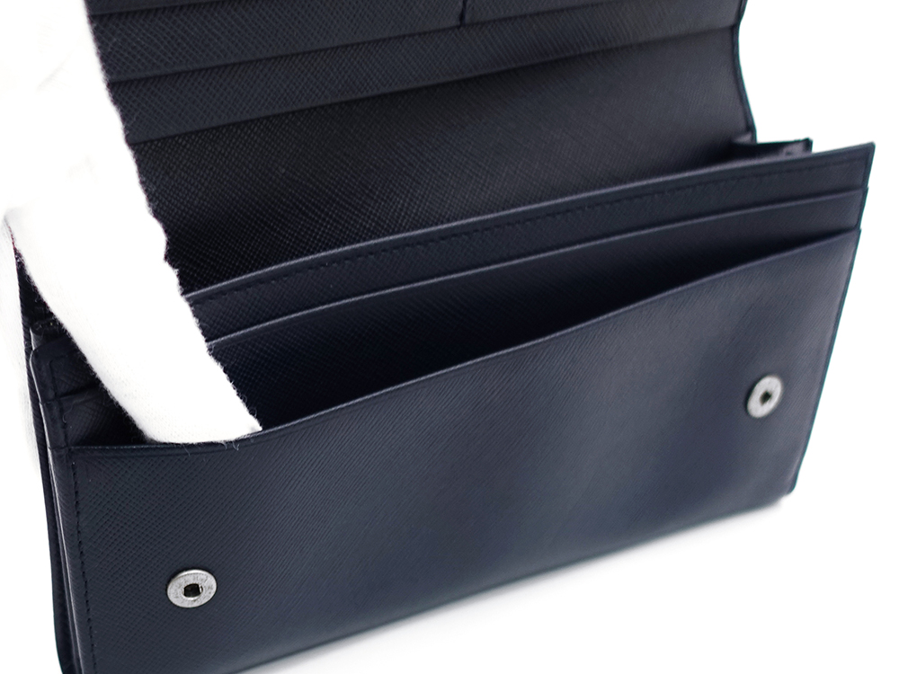 プラダ サフィアーノ 二つ折り 長財布 ブルー M201A オープンポケット01