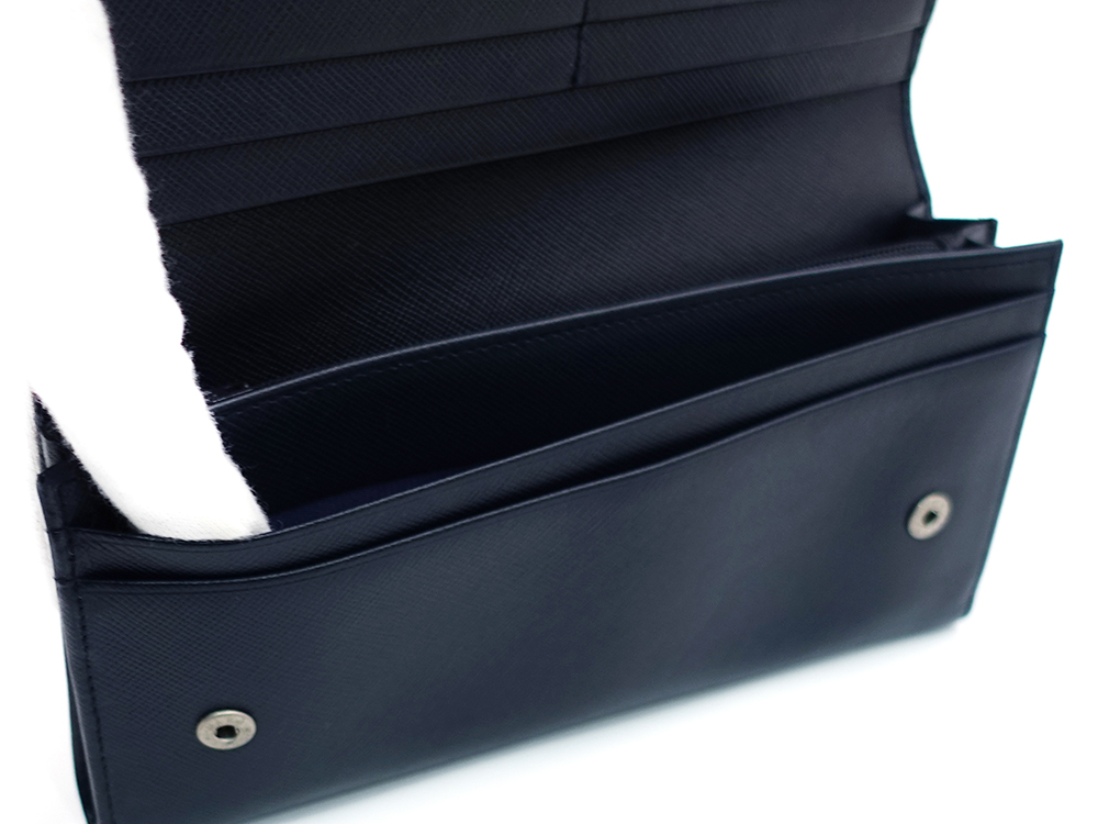 プラダ サフィアーノ 二つ折り 長財布 ブルー M201A オープンポケット02