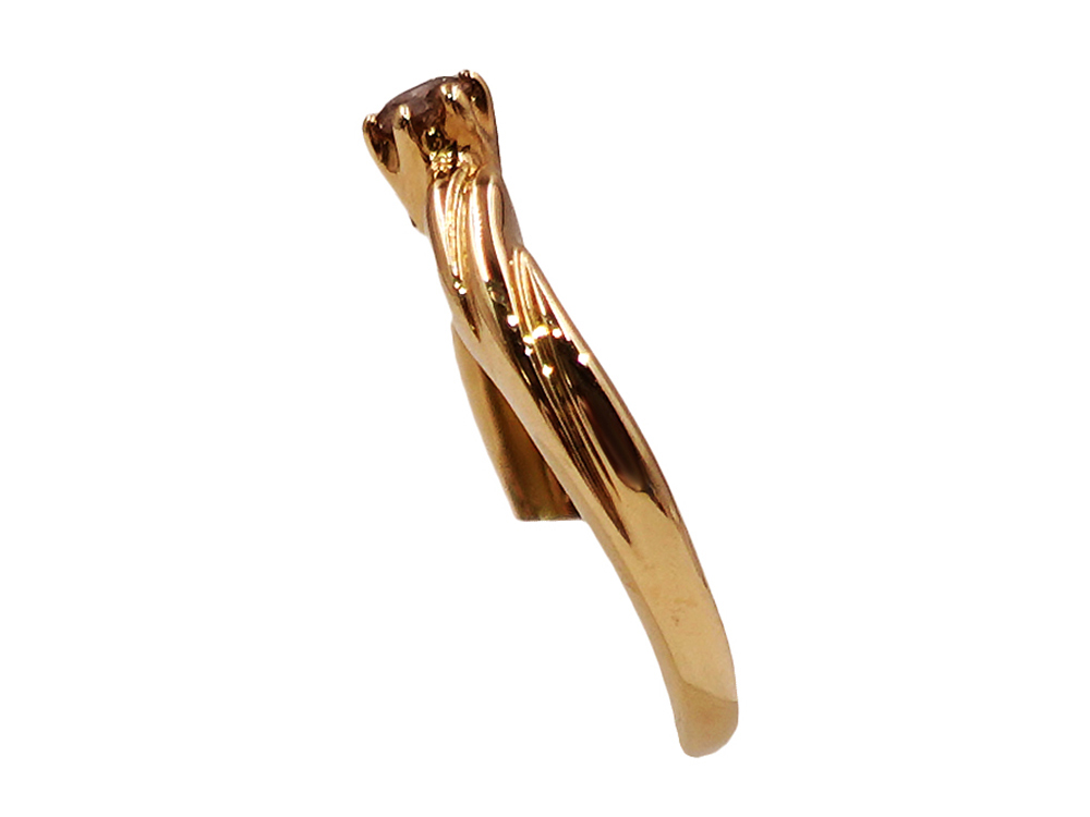 ジュエリー K18YG イエローゴールド ツイスト ダイヤモンド リング 0.10ct 2.0g 側面01