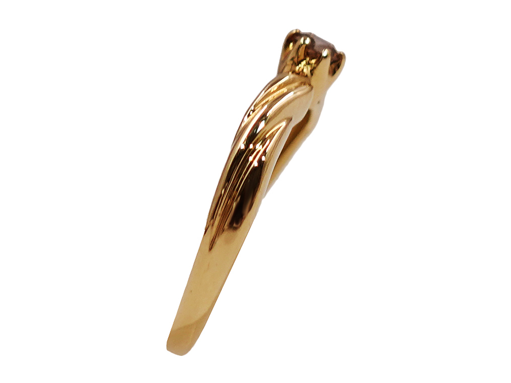 ジュエリー K18YG イエローゴールド ツイスト ダイヤモンド リング 0.10ct 2.0g 側面02