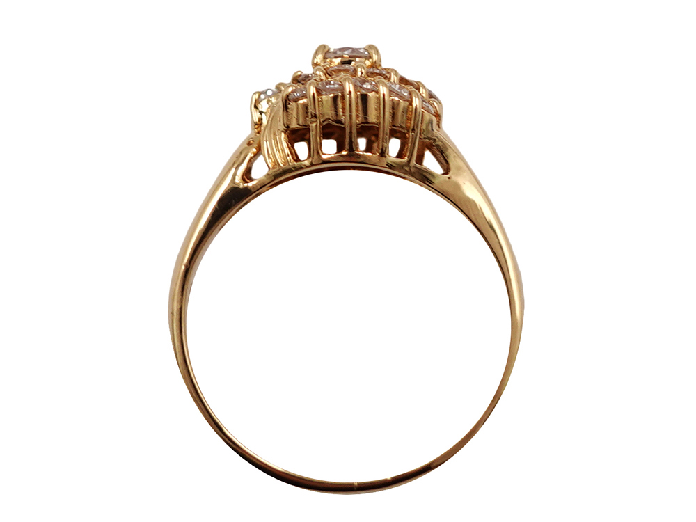 ジュエリー K18YG イエローゴールド フラワー ダイヤモンド リング 0.38ct 3.3g 上面